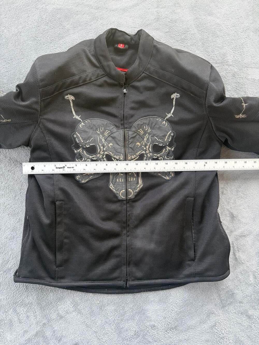 First Racing Men's Skull Embroidered Textile Motorcycle Jacket - Picture 3 of 7